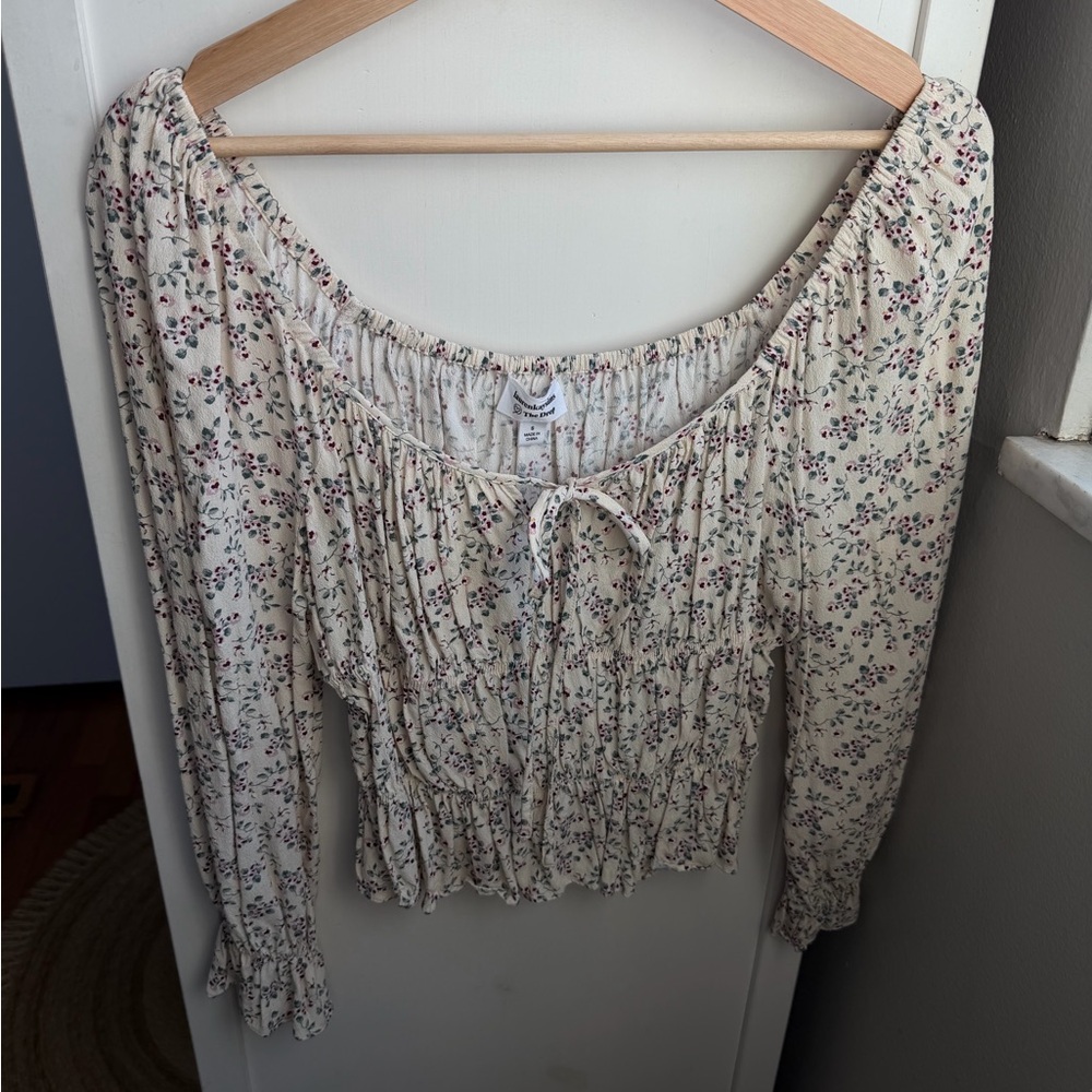 Amazon The Drop by LaurenKaySims Pale Yellow Floral Blouse Size Small